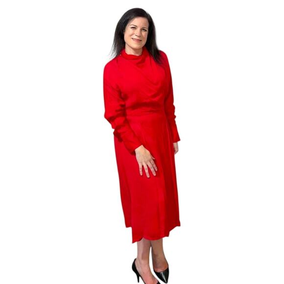 NWT Jason Wu Tie Neck Red Dress - As Seen on The View - Size 8 Midi Length - Picture 5 of 16
